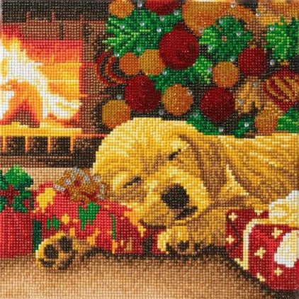 Sleeping labrador pup crystal art canvas kit