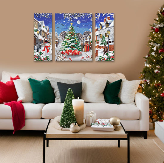 Christmas Crystal Art Canvas Triptych Set 5