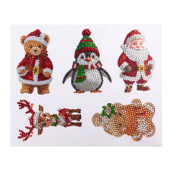 Christmas Gift Bag Tag Crystal Art Set 4