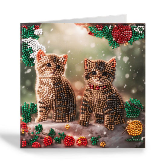 Christmas Kittens Crystal Art Card 18x18cm 2