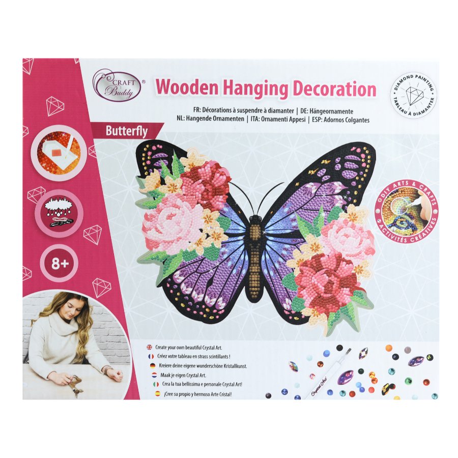 Crystal art hanging wall decoration mdf butterfly pack front