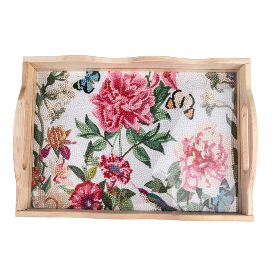 "Floral" Crystal Art MDF Tray - 35cm x 25cm Front