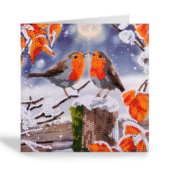 Kissing robins Crystal ArtCard kit-18x18cm 1