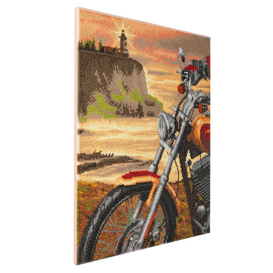 Motorcycle Sunset Crystal Art Canvas Kit 40cmx50cm 3