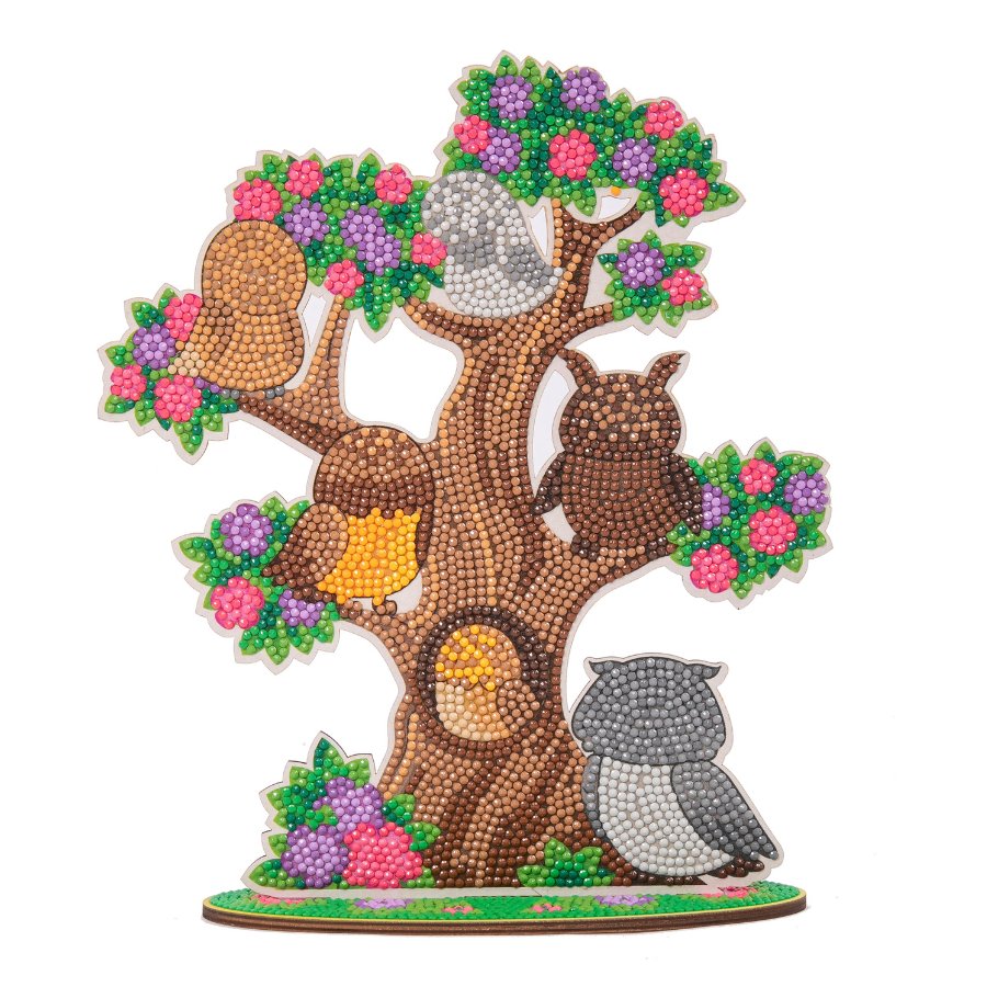 Owl Tree Crystal Art Wooden Decoration 4