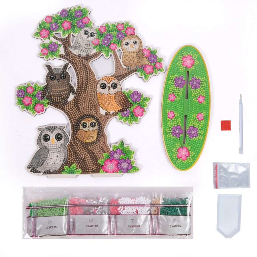 Owl Tree Crystal Art Wooden Decoration 5