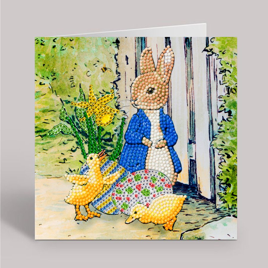 Peter rabbit and Chicks Crystal Art Card