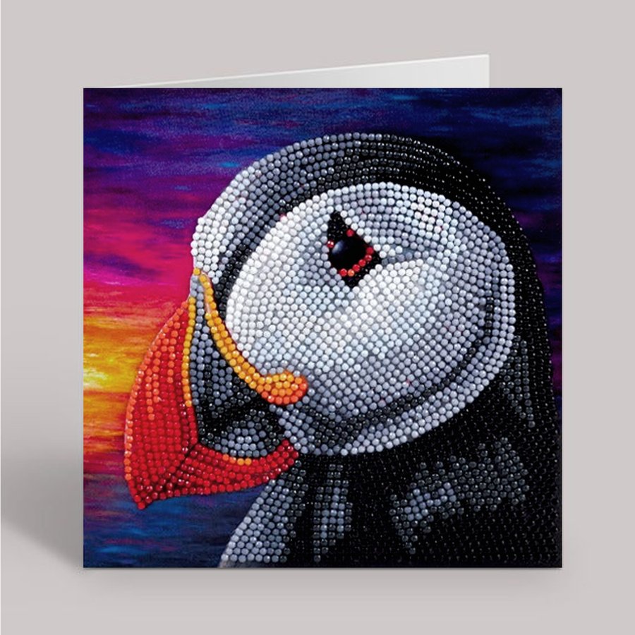 Puffin sunset Crystal Art Card Rachel Froud