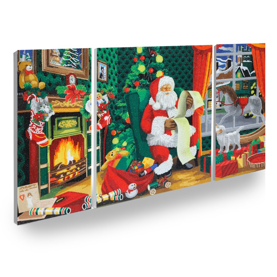 Santa Crystal Art Canvas Triptych Set 1