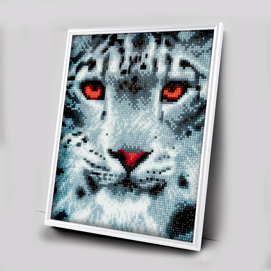 Snow Leopard Picture Frame Crystal Art White 3