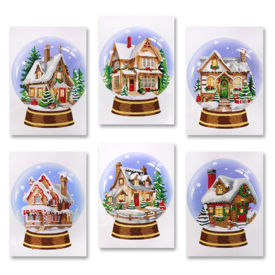 "Snowglobes" Crystal Art Window Stickers Set of 6