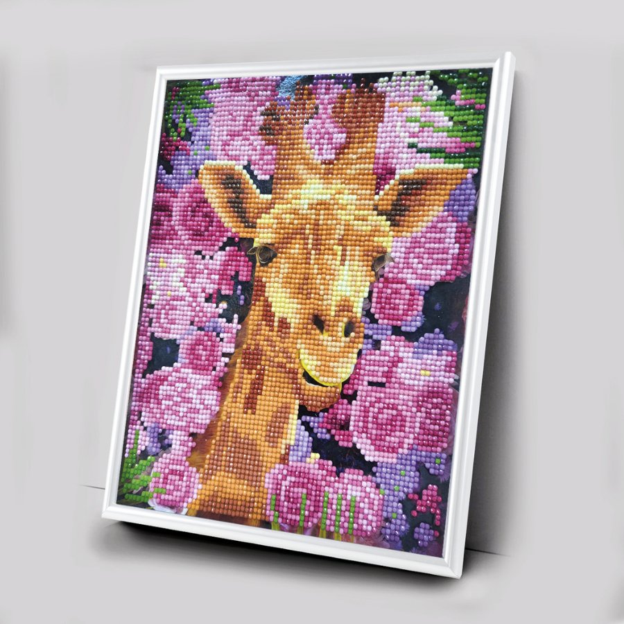 "Giraffe & Flowers" Crystal Art Framed Kit 21x25cm