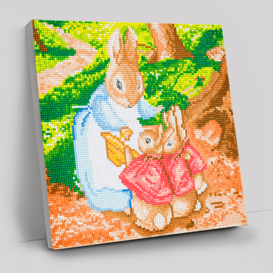 "Mrs Josephine Rabbit & The Flopsy Bunnies" Crystal Art Canvas 30x30cm