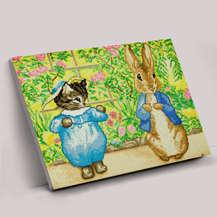 "Peter Rabbit and Tom Kitten" Crystal Art Canvas 40x50cm