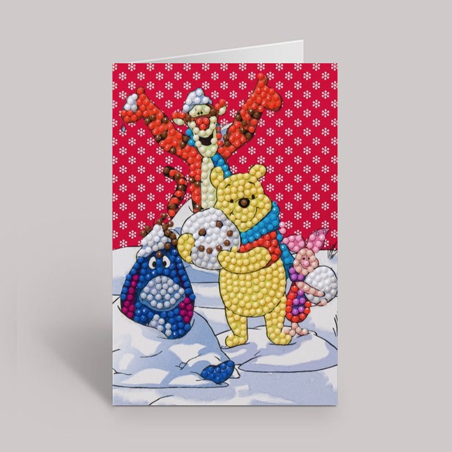 Winter Winnie the Pooh Crystal Art Card