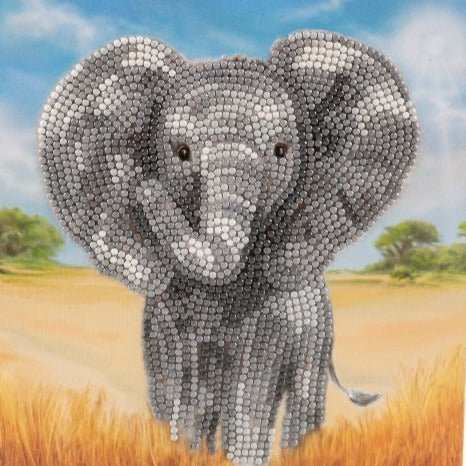 "Baby Elephant" Crystal Art Card 18x18cm