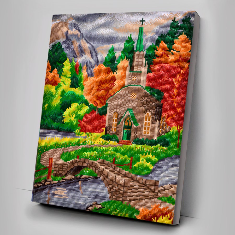 "Church by the River" Crystal Art Kit 40x50cm