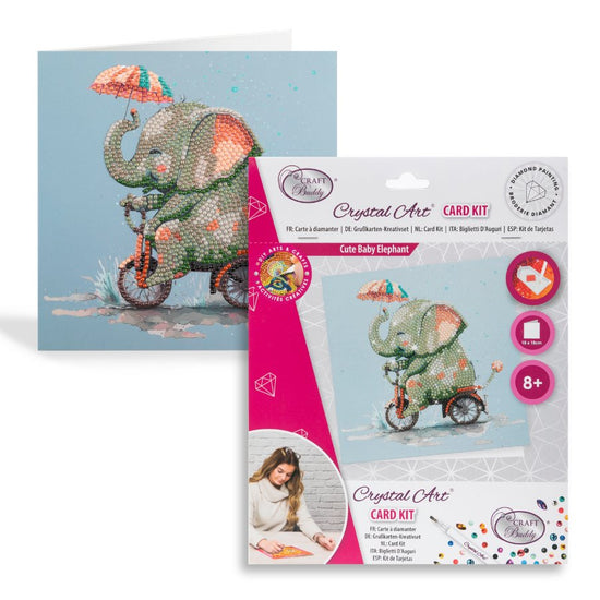 cute elephant crystal art card 4