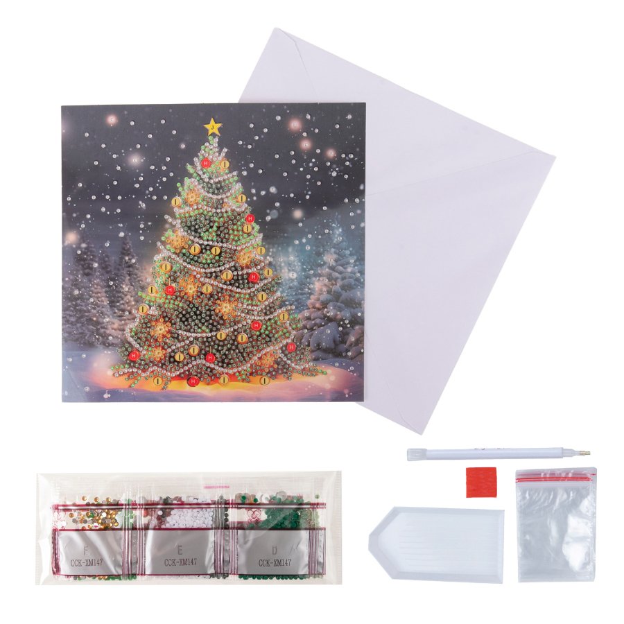 festive fir Crystal Art Card kit 18x18cm 6