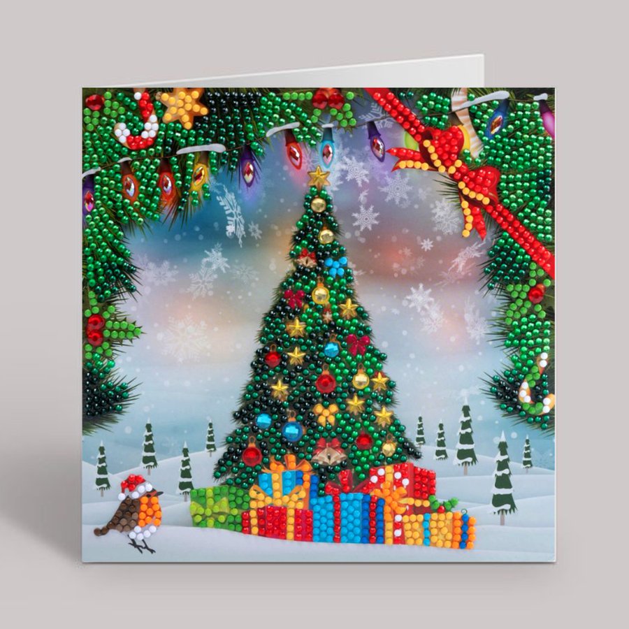 festive tree crystal art card 1