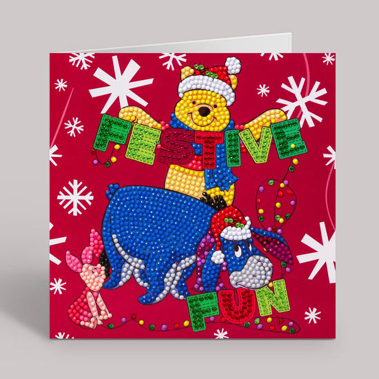 festive winnie the pooh crystal art card 2