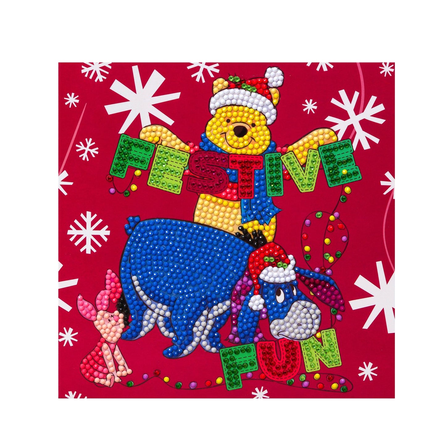 festive winnie the pooh crystal art card 3