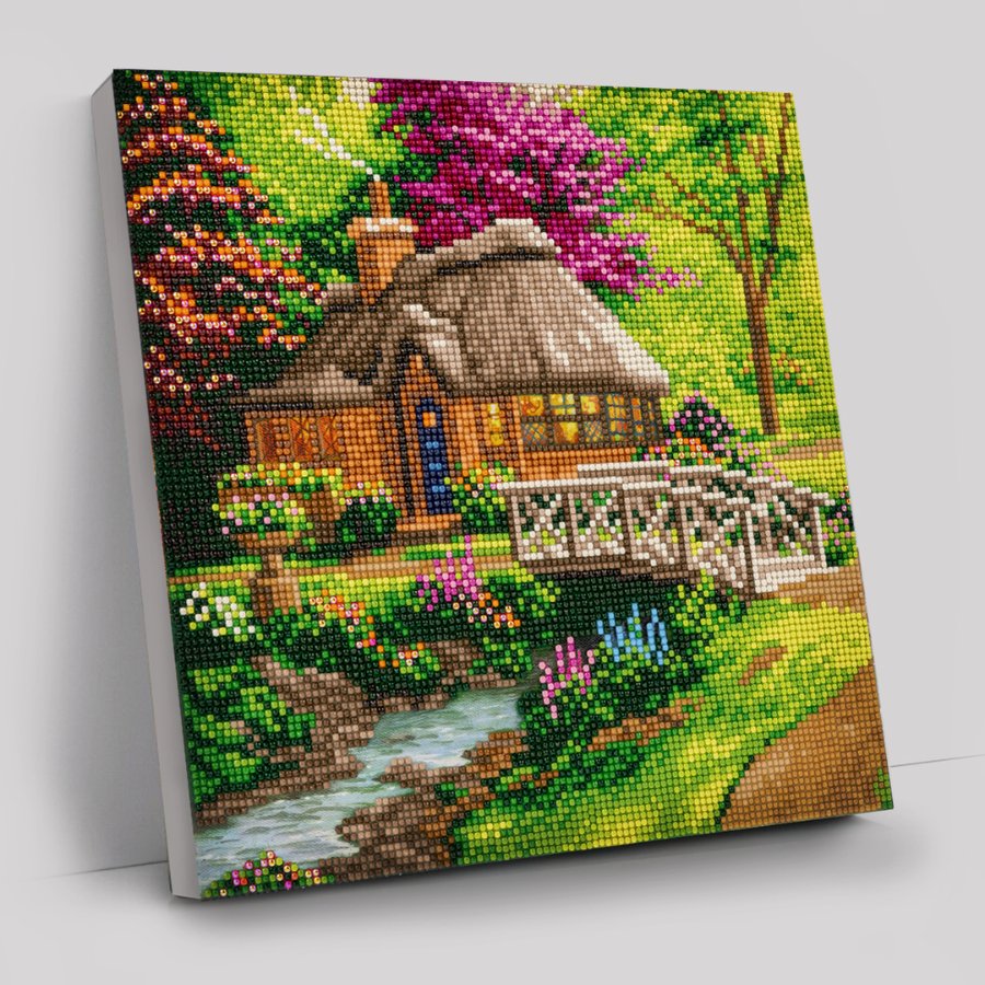 "Friendship Cottage" by Thomas Kinkade Crystal Art Kit 30x30cm