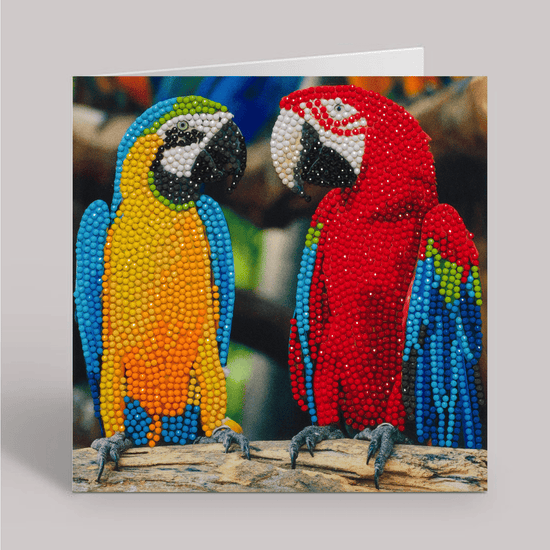 parrot friends Crystal Art Card 18x18cm