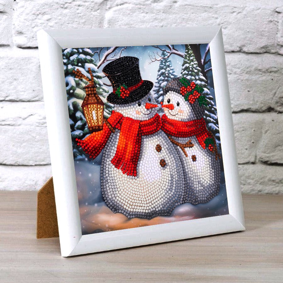 "Frosty & Merry" Crystal Art Card 18x18cm