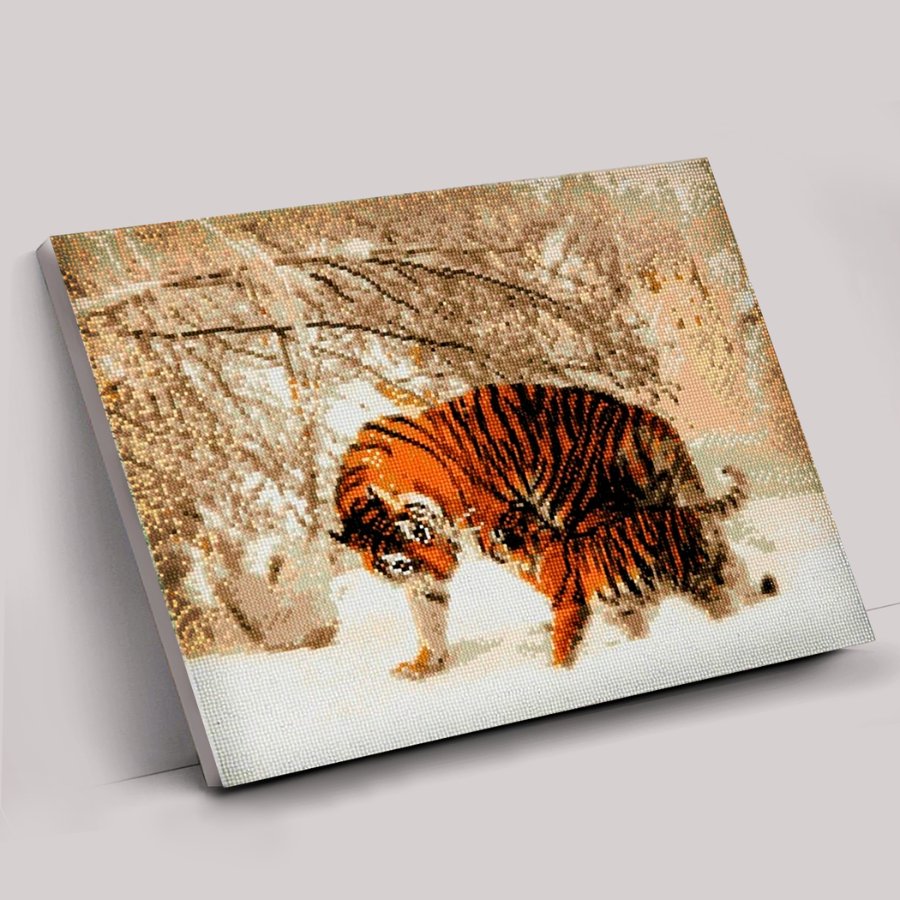 "Winter Tigers" Framed Crystal Art Kit 40x50cm