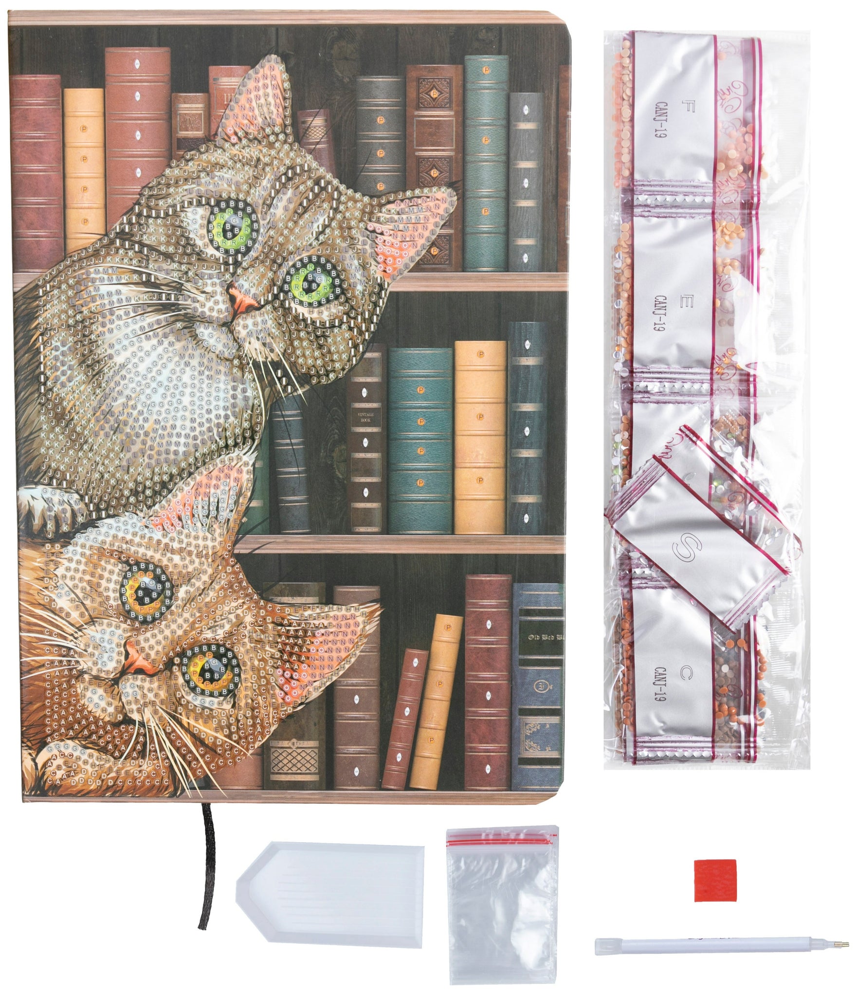 Crystal Art Cats in the Library Notebook Diamond Painting