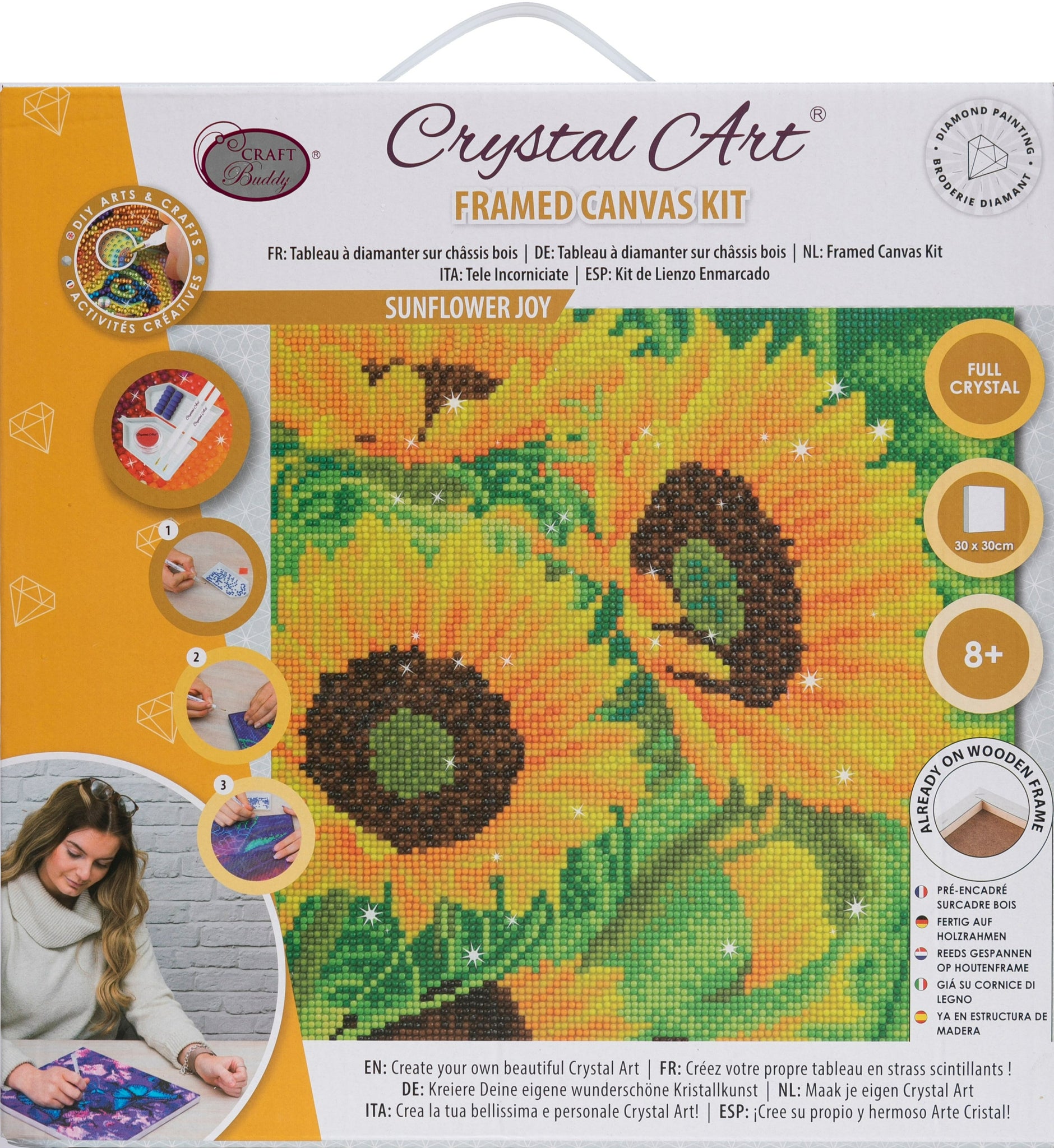 Craft Buddy Crystal Art Kit, 5D Diamond Painting,Wood Frame 30 x