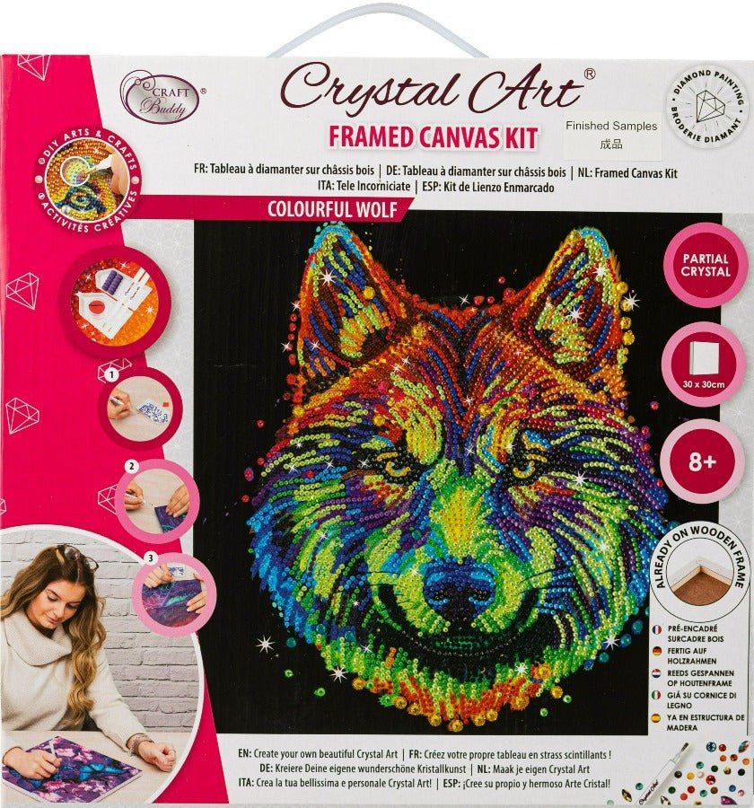 "Colourful Wolf" 30x30cm Crystal Art Kit