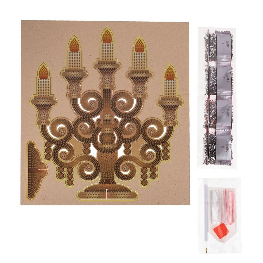 "Candelabra" Crystal Art Kit contents