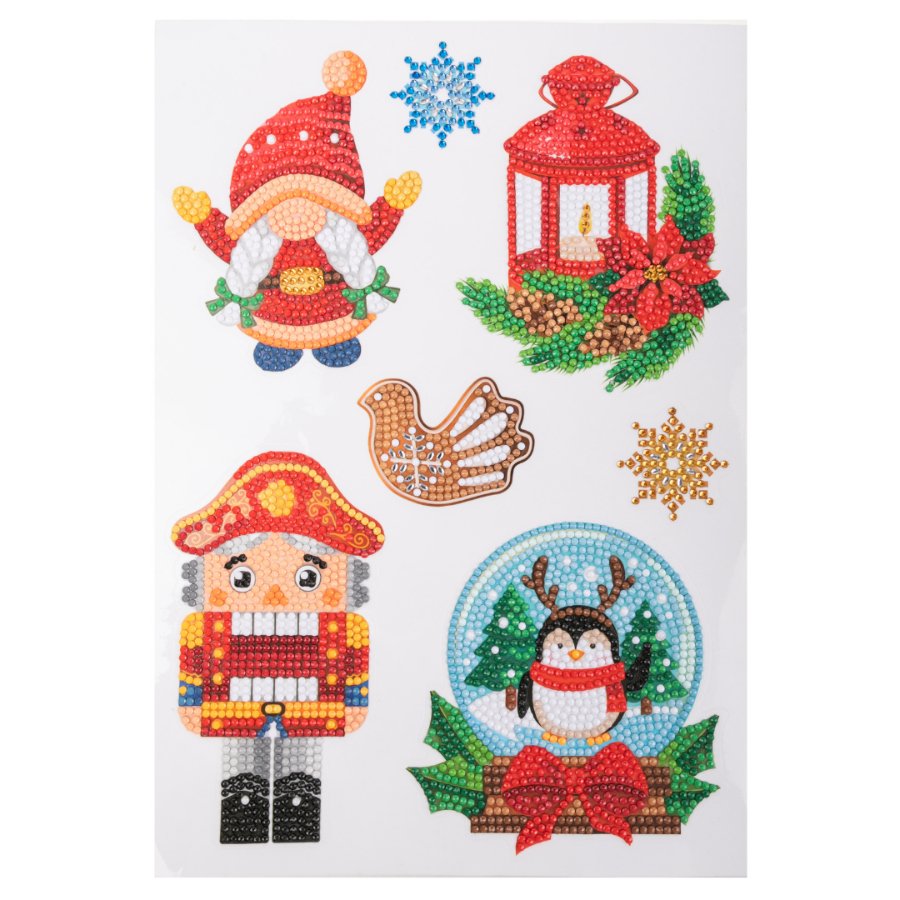 Crystal Art Wall Sticker Set Of 5 - Christmas Joy